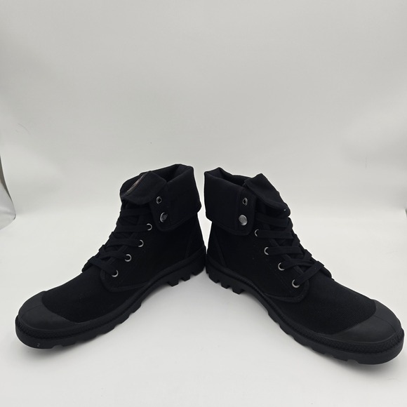 Palladium Baggy Men's Turn-down 02353-060-M Black/Black Canvas Combat Boots 10 - Picture 8 of 10